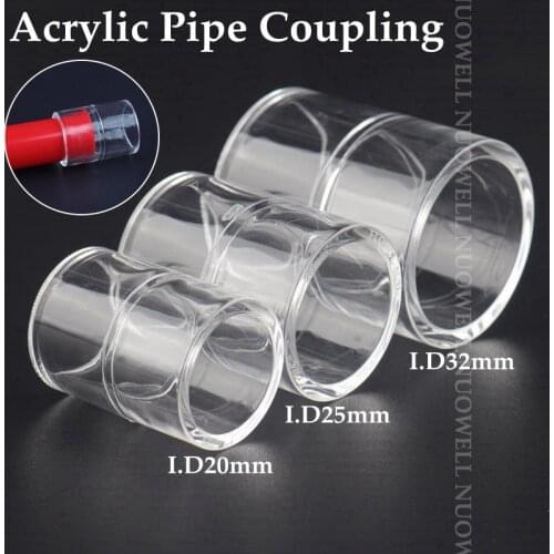 5Pcs ID20~32mm Transparent Acrylic Pipe Straight Coupling Connector Fish Tank Aquarium Water Pipe Fitting Garden Water Connector