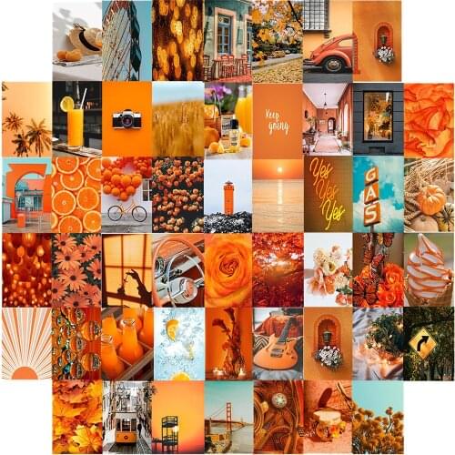 50Pcs Nordic Style Landscape Postcard Wall Paper Maple Orange Aesthetic Series Picture for Wall Collage Set Home Decorative Art