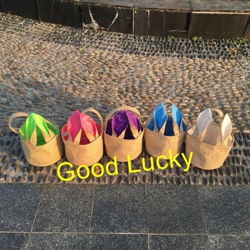 50pcs/lot 2019 Easter day decoration popular cute children burlap easter rabbit basket for kids easter bucket tote bag
