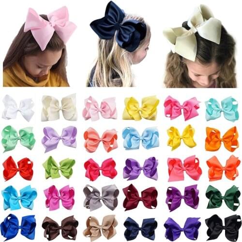 61Pcs/lot 6" Solid Grosgrain Ribbon Hair Clip for Girls Hairgrip Kids Hair Bows Hairpin Fashion Hair Accessories Wholesale