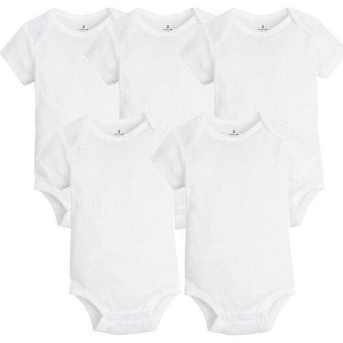 5 PCS/LOT Newborn Baby Clothing 2018 Summer Body Baby Bodysuits 100% Cotton White Kids Jumpsuits Baby Boy Girl Clothes 0-24M