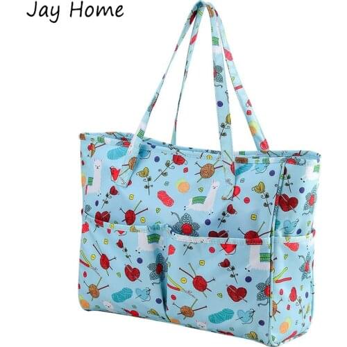 Travel Large Knitting Bag Yarn Storage Organizer Tote Bags Holder Case for Knitting Needles Crochet Hooks Sewing Accessories