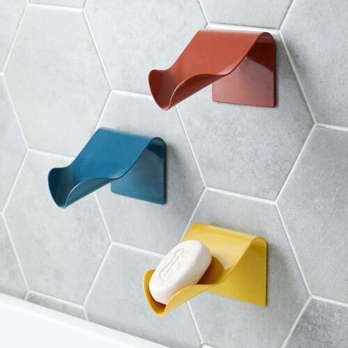 Colorful Punch Free Drain Wall Mount Soap Box Plastic Soap Rack bathroom Soap Box Soap Dish Shelf Home Decoration