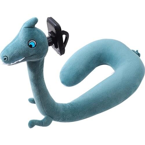 BEWALKER Travel Pillow With Mobile Phone Holder Lazy U Shape Neck Support Pillow With Flexible 360 Degree Rotating