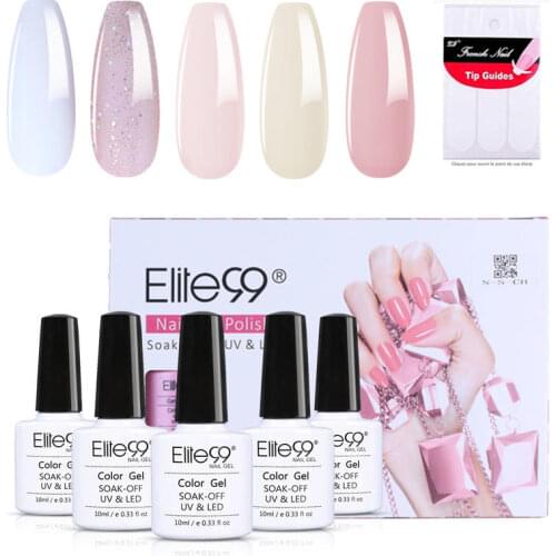 Elite99 5pcs/lot French Nail Art Set With Gift Box Soak Off UV Gel Nail Polish Semi-permanent UV Varnish Hybrid Nails Gel Polish