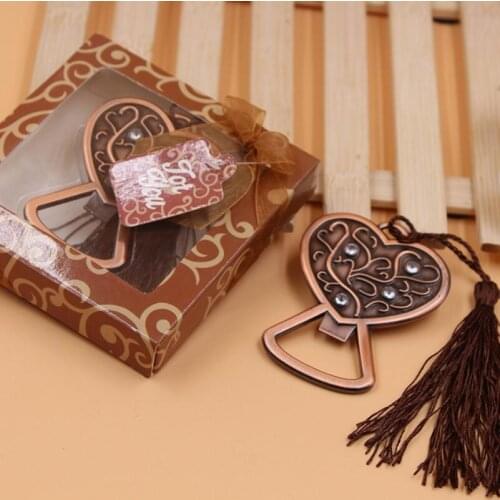 Hot sale Angel Shape Heart Wine Beer Bottle Cap Opener Wedding Favor Gift Bronze free shipping LX4667