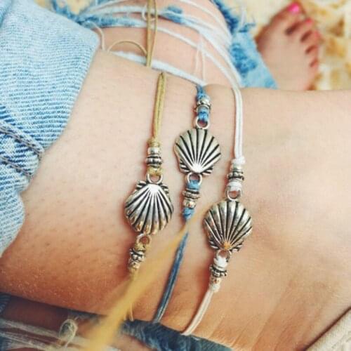 Scallop Shell Ankle Rope Chain Friendship Anklets Bracelets /Pilgrim / Ankle / Beach / Boho / Summer