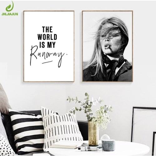 JHLJIAJUN Quotes World And Life Posters And Prints Wall Art Canvas Painting Wall Pictures Nordic Fashion Girl Picture Decoration