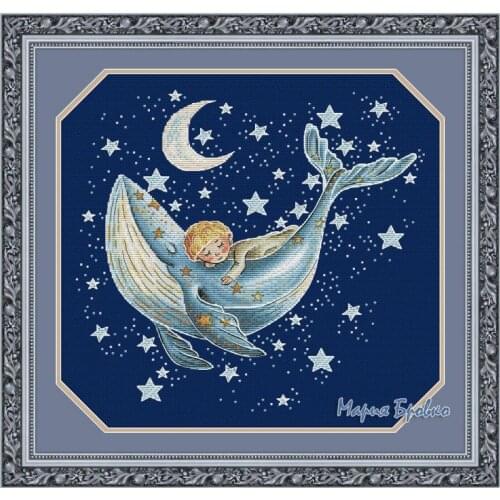Whale baby boy Counted Cross Stitch 11CT 14CT 18CT DIY Chinese Cross Stitch Kits Embroidery Needlework Sets