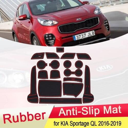 For KIA Sportage QL KX5 2016 2017 2018 2019 Rubber Anti-slip Mat Door Groove Cup pad Gate slot Coaster Interior Car Accessories