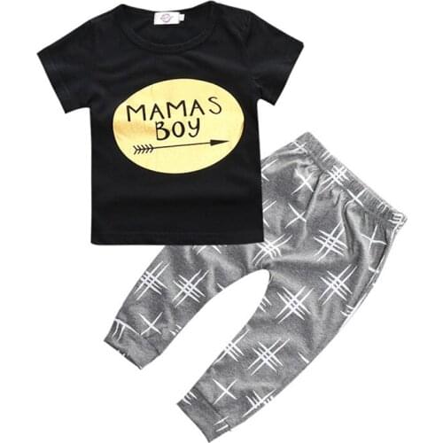 Summer Baby Clothing Sets Casual Kids Boys Girls Clothes Sets Cotton Cartoon Letter Print Short Sleeve T-shirt+Pants Sport Suits