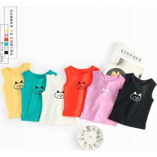 Summer Boys Shirts Cartoon Kids Underwear Model Girls Undershirts Baby Camisole T-shirts for Children 2020 Sleeveless T-shirt