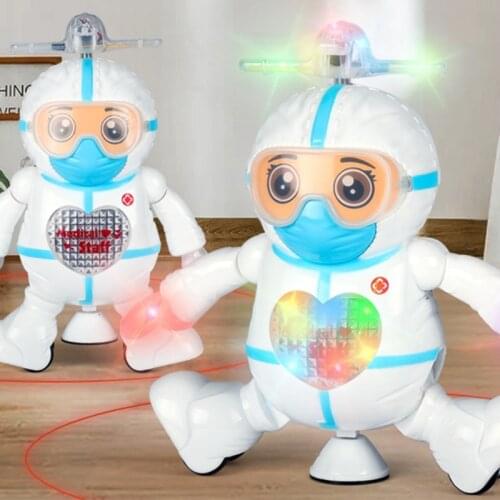 K1KC Music Car Toy Cartoon Dancing Robot Christmas Gift for Baby Boys Multifunctional Toy w/ Universal Wheel Anti-Collision