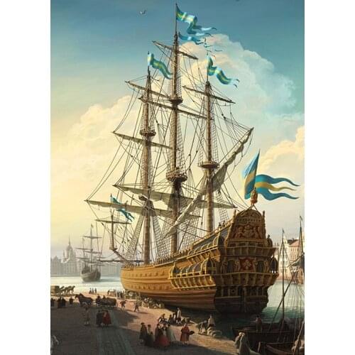 Wall stickers Cuadros haft diamentowy 5D diamond painting kit set Full square Cross stitch landscape ferry Pirate Ship port art