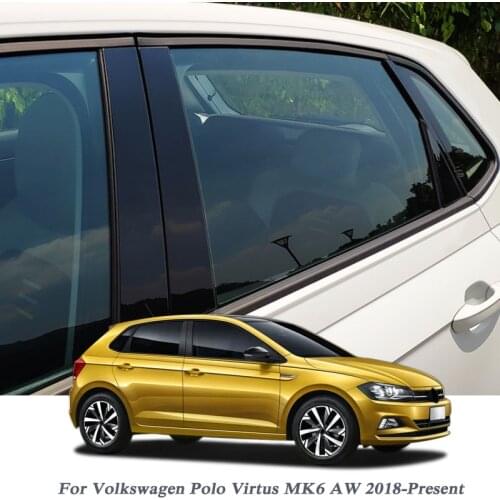 8pcs Car Styling For Volkswagen Polo Virtus MK6 AW2018-2020 Car Window Trim Sticker Middle Column Sticker PVC External Accessory