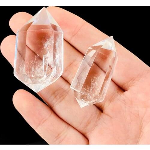 Natural Transparent Crystal Herkimer Diamond Yoga Chakra Meditation Tool Two Point Hexagonal Prism Quzrtz Gems Energy Art Craft