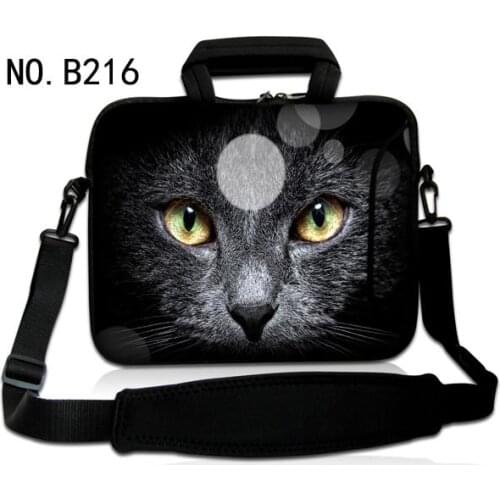 Black Cat women Laptop Bag Notebook Carrying Case Briefcase for Macbook Air 13.3 14 15.6 inch men Handbags shoulder Mouse Bag