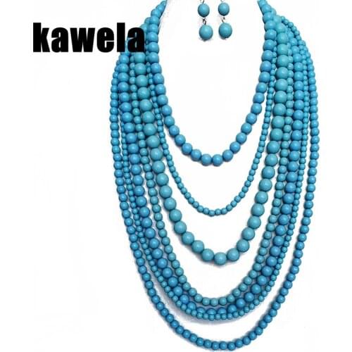 Wholesale Aqu Natural Beaded Statement Necklace, Wholesale Necklace, Holiday Popular Fashion Necklace