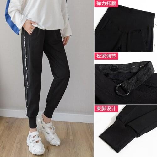 509# Autumn Maternity Pants Adjustable Belly Pants Clothes for Pregnant Women Sports Casual Fall Pregnancy Trousers