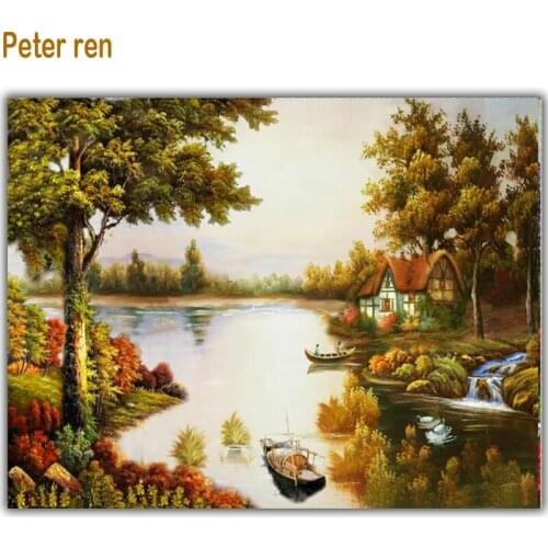Peter ren Diamond painting cross stitch diamond embroidery DIY Full round/square diamond mosaic home decor Resort hut boat
