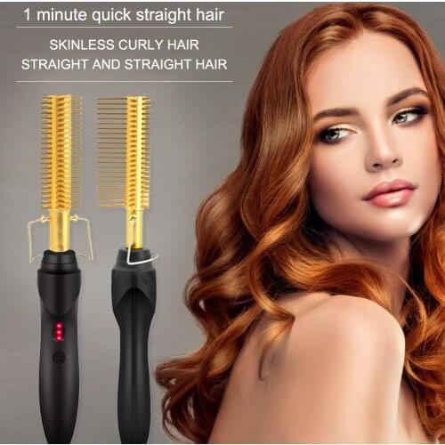 Curling Iron Hair Curler Comb Hair Straightening Brush Straightener Flat Irons Hot Heating Comb Hair Straight Styler Corrugation