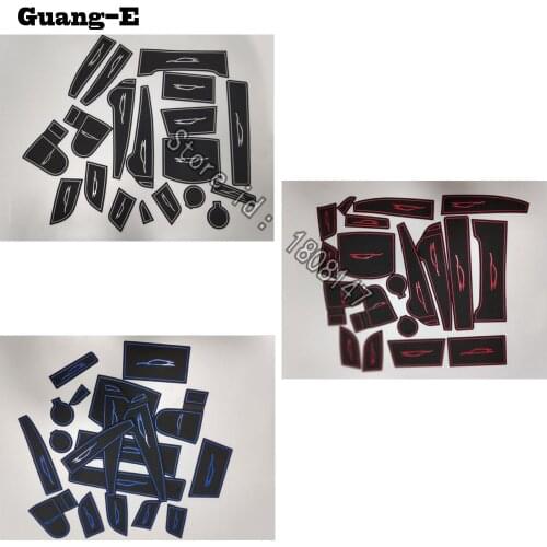 Car Groove Gate Slot Armrest Storage Rubber Non-Slip Mats Door Pad/Cup For Hyundai Kona Encino Kauai 2017 2018 2019 2020 2021