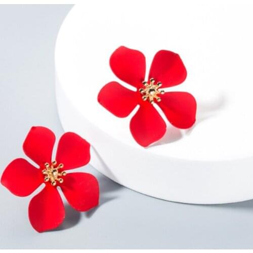 Free Shipping HER008 100 Pairs/lot 3.5 x 3.5 CM Alloy Floral Earrings Ear Nail Fashion Earrings Women Wearing Jewellery 5 color