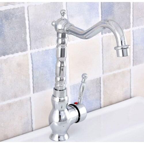 Bathroom Faucet Polished Chrome Single Handle Hot & Cold Water Mixer Taps Wash Basin Kitchen Deck Mounted Faucet Nsf648