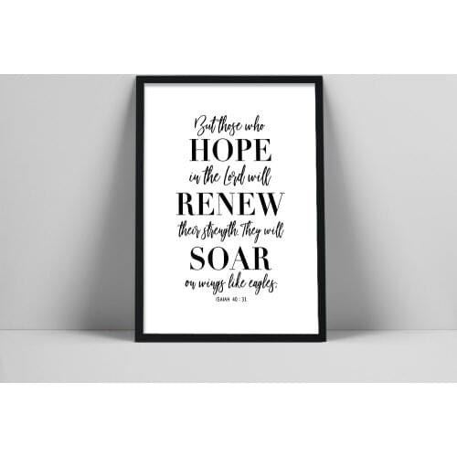 Bible Verse Wall Art Of Isaiah 40:31 NIV, They Will Soar On Wings Like Eagles, Scripture Wall Art For Your Christian Home Decor