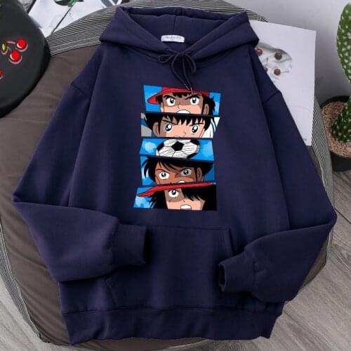 Captain Tsubasa Kids Clothes Men Japanese Anime Hooded Sweatshirt Autumn Men Harajuku Casual Sweatshirt Hip Hop Cartoon Pullover