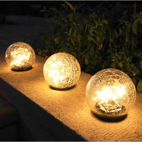Cracked Glass Ball Led Solar Light For Garden Deco Outdoor Solar Courtyard Light Buried Light automatical Sensor Street Lights
