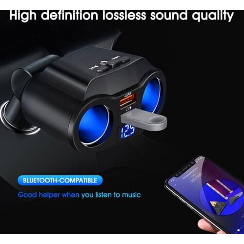 HOT SALE Car Cigarette Lighter Splitter 90W 12V/24V USB Car Charger 2 Sockets with LED Voltage Display Car Accessories In Stock