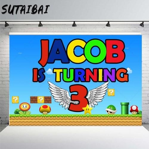 Photography Backdrop Super Bros Mushroom Coins Children Custom Photo Studio Backdrop Background Vinyl Photo Background Booth