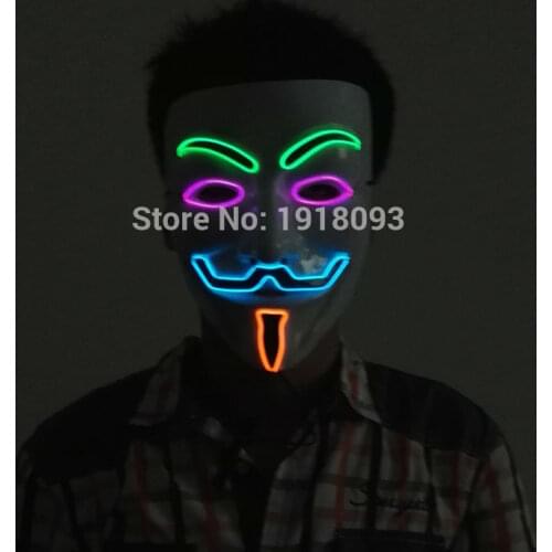 High quality 6 Style Blinking Sound active EL Mask Vendetta mask LED mask Novelty Lighting Mask Gift for Halloween,Party