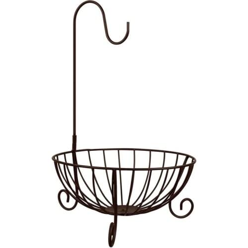 WINOMO Fruit Bowl Novelty Metal Fruit Basket Kitchen Fruit Hanger Server with Detachable Banana Holder Hook (Bronze)