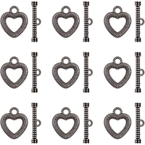 10pc Tibetan Style Alloy Heart Toggle Clasps DIY Jewelry Handmade Making Accessories Feature Clasp