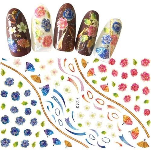 1 Sheet 3D Floral Nail Sticker Adhesive Plants Colorful Beautiful Flowers Nail Transfer Sticker Decals Nail Art Decoration