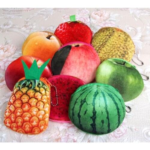 12PCS Kids happy birthday party gift Fruit design coin bag children purse baby shower favor souvenir baptism gift