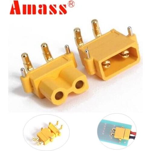 2Pairs AMASS XT30PW Banana golden XT30 Upgrade Right Angle Plug Connector male female ESC Motor PCB board plug connector 40%Off