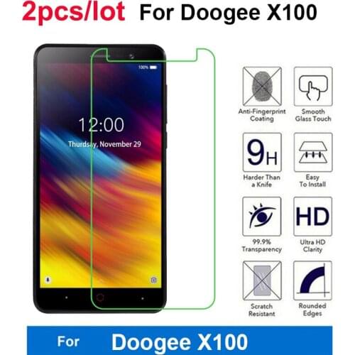 2PCS Tempered Glass for Doogee X100 5.0 " Glass Scratch-proof Smartphone LCD Film For Doogee X100 Screen Protector