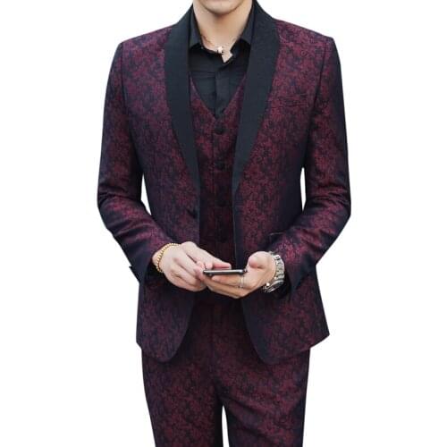 2021(Jacket+vest+pants)80% polyester fiber 20% viscose fiber (S-5XL) mens suit three-piece dress