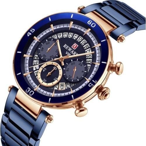 2021 New Fashion Mens Watches with Stainless Steel Top Brand Luxury Sports Chronograph Quartz Watch Gold Men Relogio Masculino