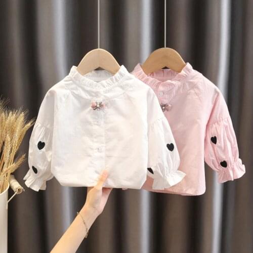 2021 Casual Tops and Blouses Lantern Sleeve Spring Autumn Clothes Turtleneck Girls Blouses Long Sleeve Printed Shirts for Kids