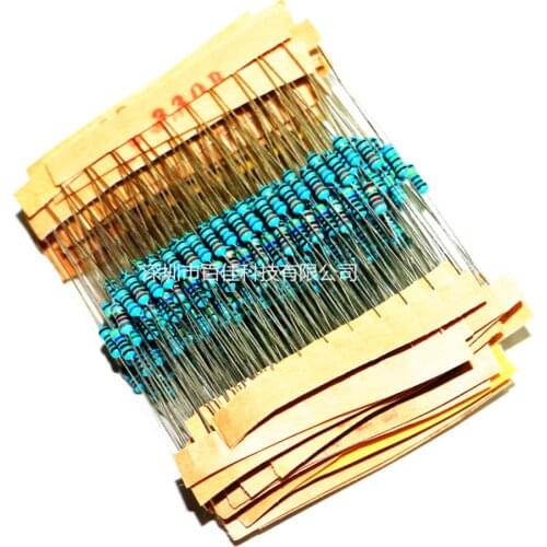 250Pcs 1/4W Five Color Ring Resistor Pack 200 Ohm-4.3K Common Resistance 25 kinds specifications × 10Pcs