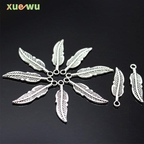 29x8mm Zinc Alloy Feather Charm Antique Tibetan Silver Pendant Jewelry Products Charms Diy Pendants For Necklace Bracelets 30Pcs