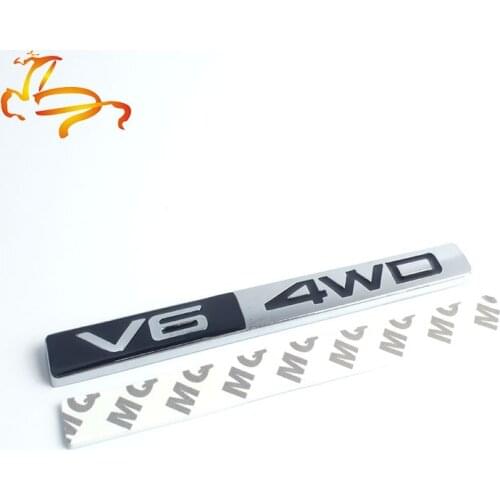 3D Metal Chrome 4WD V6 Emblem Badge Wheel Drive Auto 3D Car Sticker Decoration for bmw toyota Car accessories
