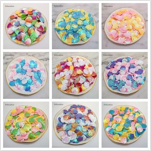 40g 18 COLORS 12*13mm Loose Sequins Sewing Embellishment Finding 2 Holes Shell Shape Paillette DIY Garment Accessories