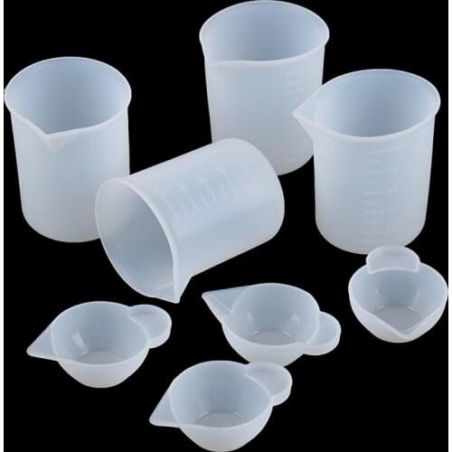 New 8Pcs 100ml Silicone Mixing Measuring Cups UV Resin Mold DIY Casting Jewelry Tool Kit