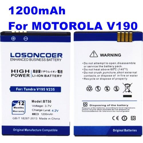 1200mAh BT50 BT51 BQ50 Battery for MOTOROLA Tundra V195 V235 V323 V325 V360 V360i V360v V361 V365 V465 V975 V975 V980 Battery