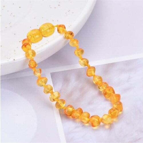 Amber Baltic Amber Anklet Bracelet Cognac Handmade 100% Genuine Amber Beads For Babies Kids New 1set